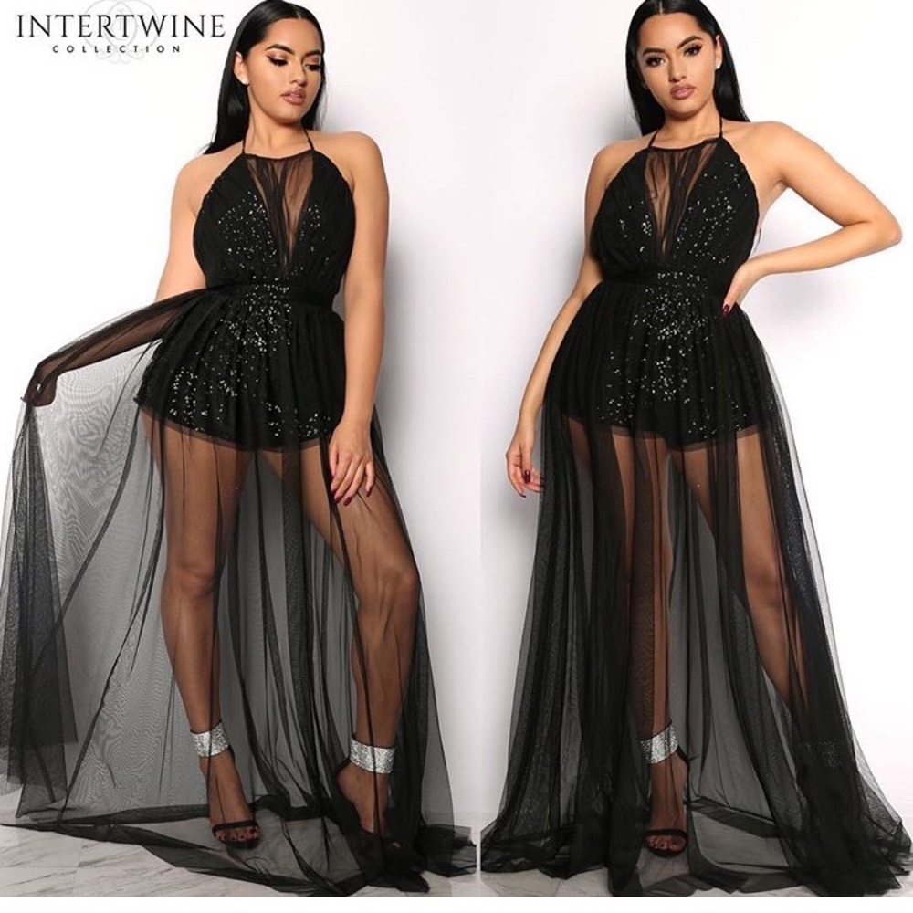 Black Sequin Romper